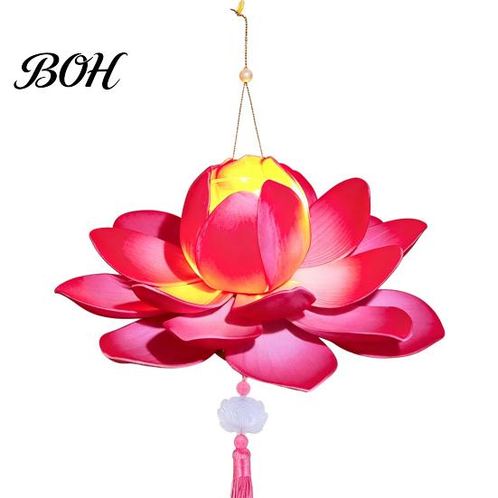 Easy Assembly Craft Kit DIY Lotus Lantern Kit, Handmade Flower Paper with LED Creative Material Set Light, Vintage Decorative Lighting for Wedding