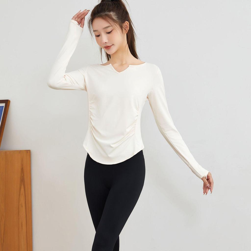 Damen Slim Fit Schnelltrocknendes Yoga-Top - Langärmliger Casual Überwurf für Herbst/Winter Fitness