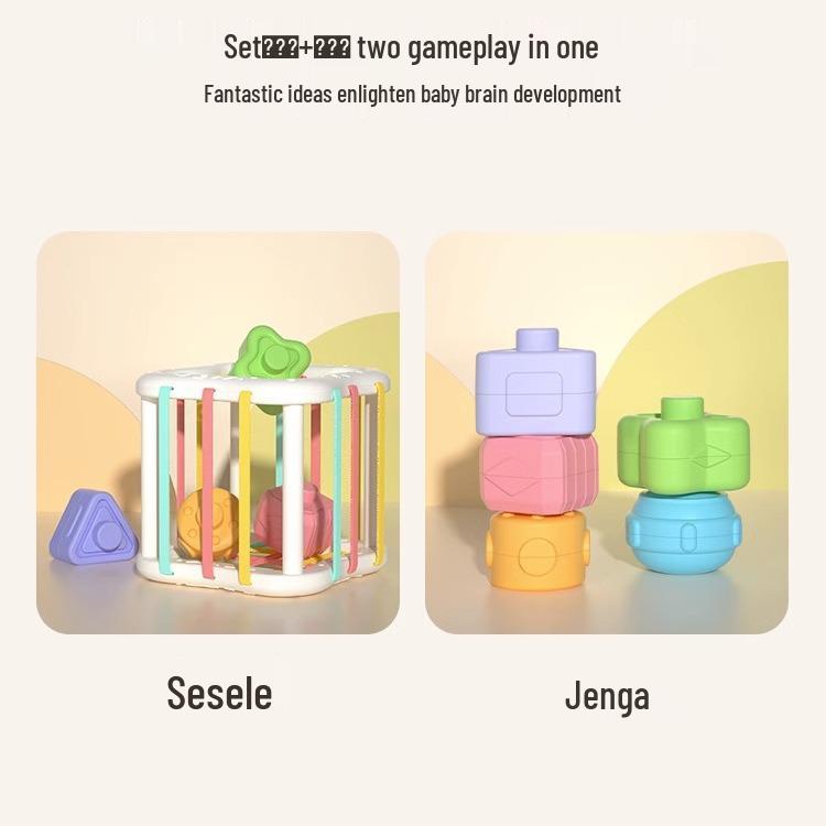 Rubik's Cube Rainbow Building Blocks Puzzle for Baby's Fine Motor Skills, Ages 1-2