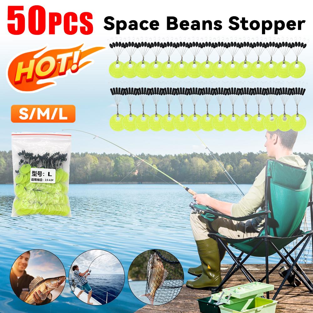 10-60PCS/Group Rubber Space Beans Stopper Oval/Long Column Shaped Fishing Line Space Beans Vertical Beans Fish Bobber Tools