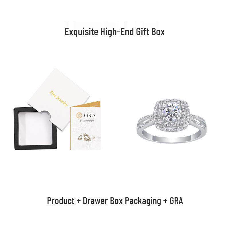 Luxury Square Micro-inlaid Silver Diamond Wedding Ring