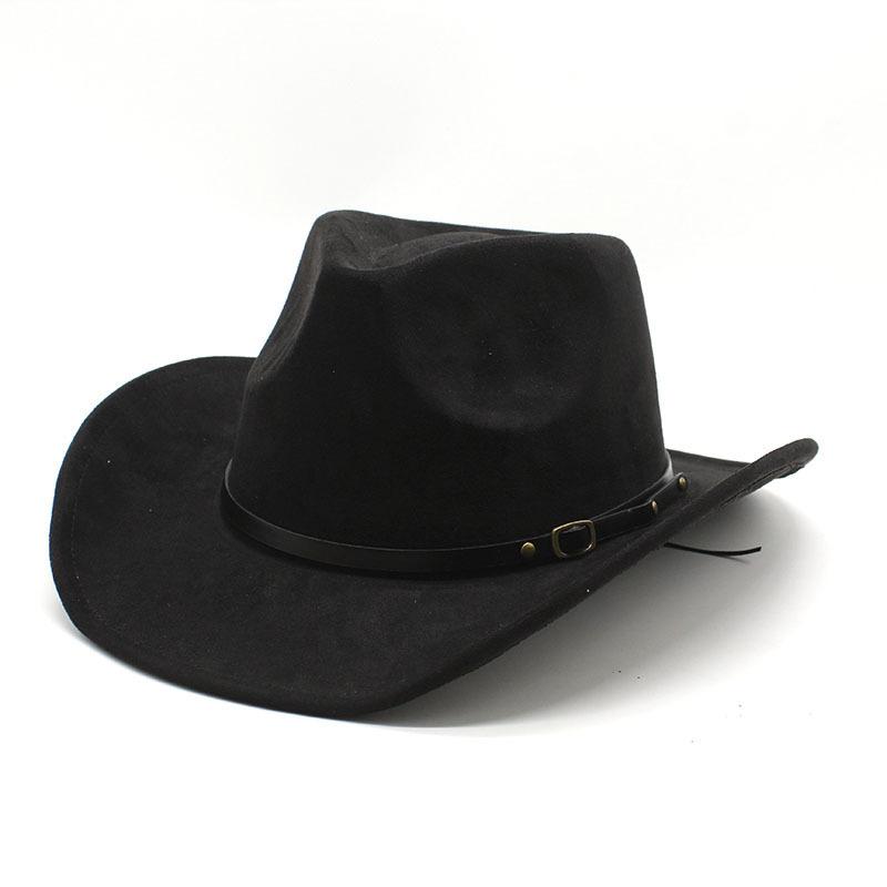 New Western Cowboy Hat European And American Fashion Jazz Top Hat Men And Women'S Ethnic Style Autumn And Winter Felt Hat Big Eaves Hat