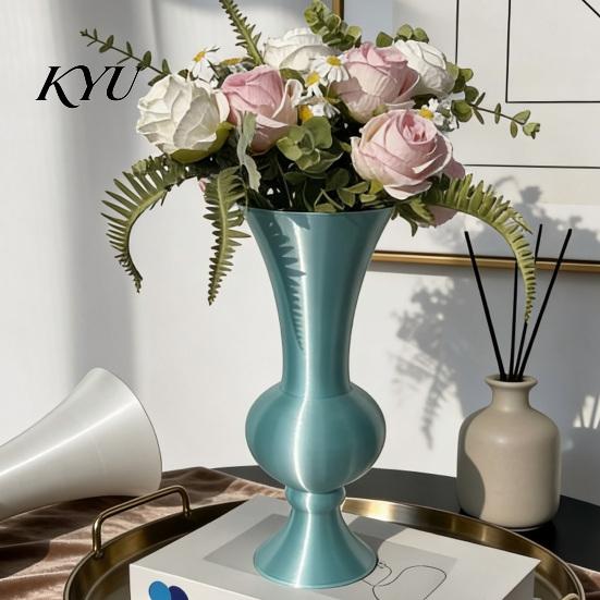 Stylish Balcony Decor Retro Curved Decorative Flower Vase, 3D Printed Flared Neck Plant Pots for Windowsill Minimalist Tabletop Floral Container