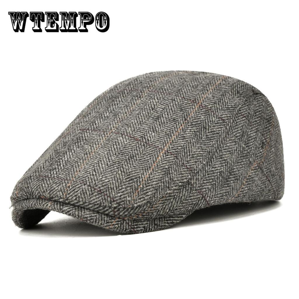Men and Women Retro Newsboy Cap Men Autumn Winter Herringbone Duckbill Hat Tweed Flat Peaked Beret Hat Women Painter Gatsby Driving Cap