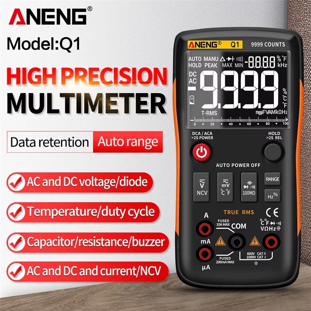 New Professional Smart Multimeter Tester ANENG Q1 Digital Display High Precision Professional True RMS 9999 Counts Auto Range Electrician Tester Tools