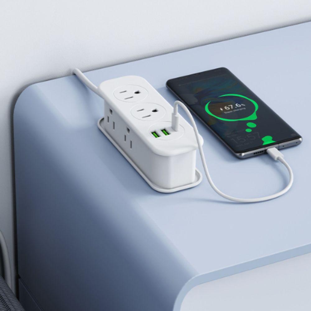 7 Outlet Travel Power Strip 6 Outlet Power Strip with USB Lightweight US Socket  Travel