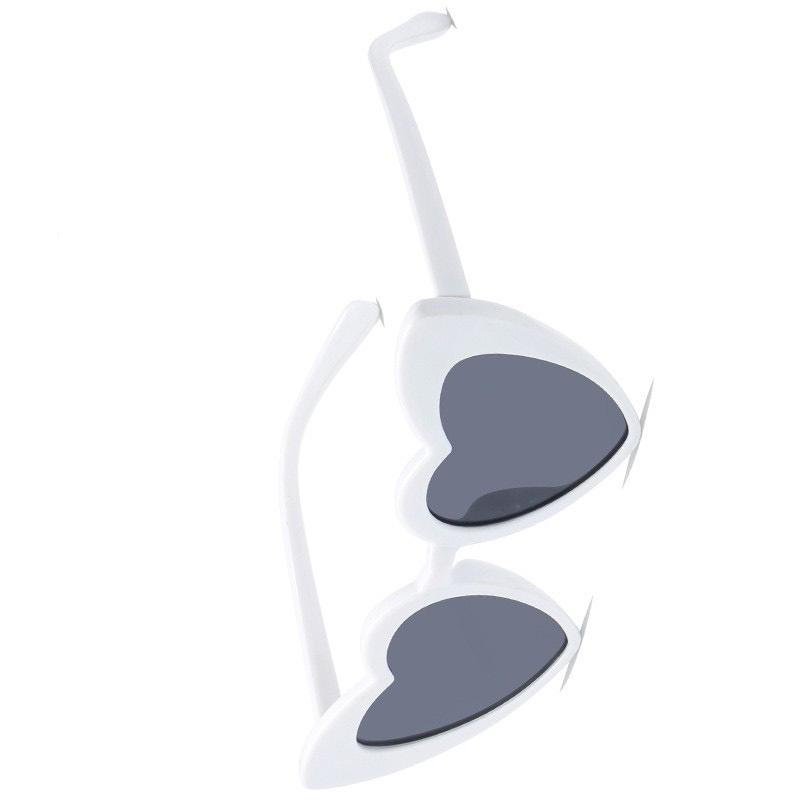 Heart Shaped Sunglasses Gray Lens UV Protection Cute Love Sunglasses for Women Party White Frame