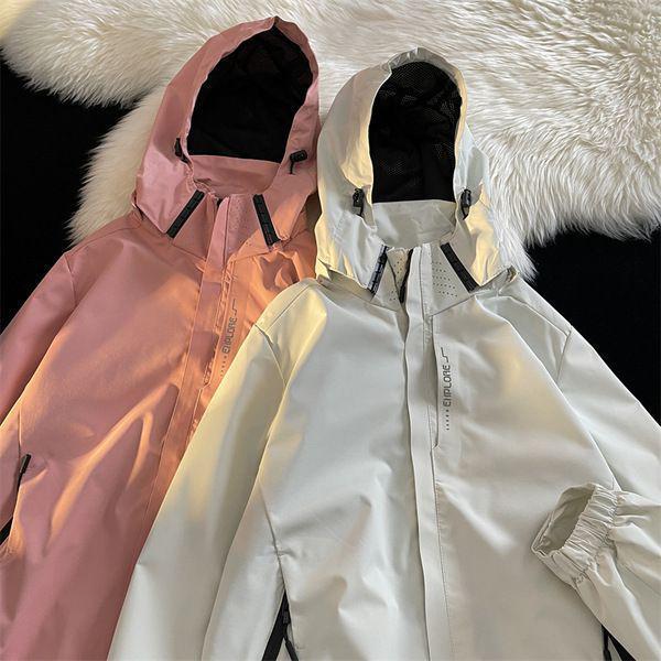 Vintage Windbreaker im amerikanischen Stil: Herren Japanische Cityboy Workwear Jacke mit Stehkragen und Kapuze