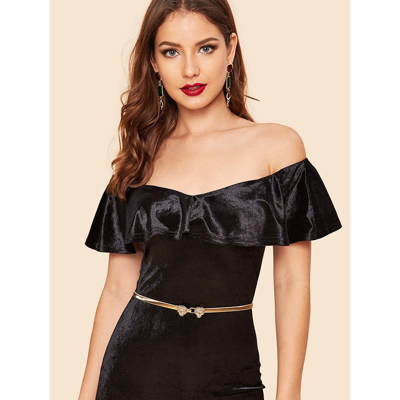 New European and American Women's Golden Chain Leopard Head Buckle Belt Metal Spring Chain Decoration Accessories Waist Chain