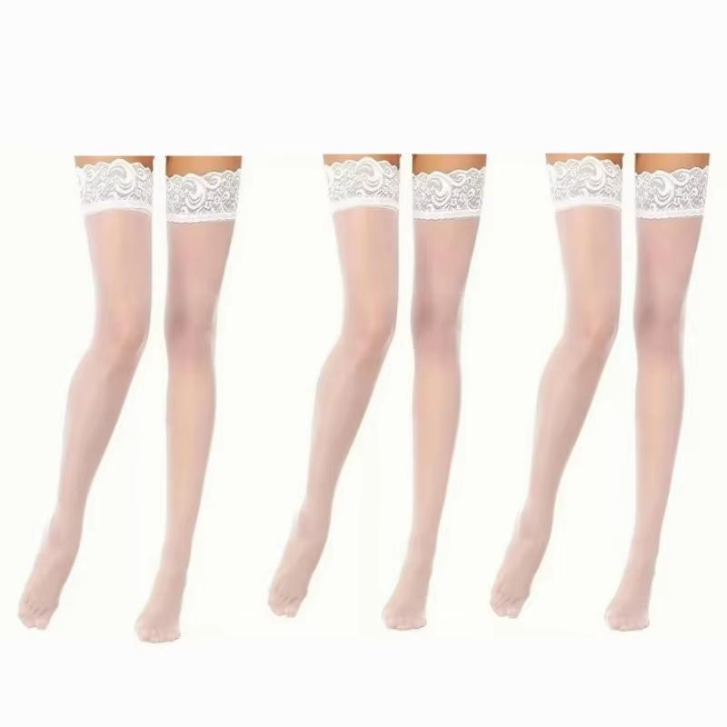 Sexy Women Floral Lace Patchwork Over Knee Thigh High Elastic red black Stockings Womens Over Knee Thigh