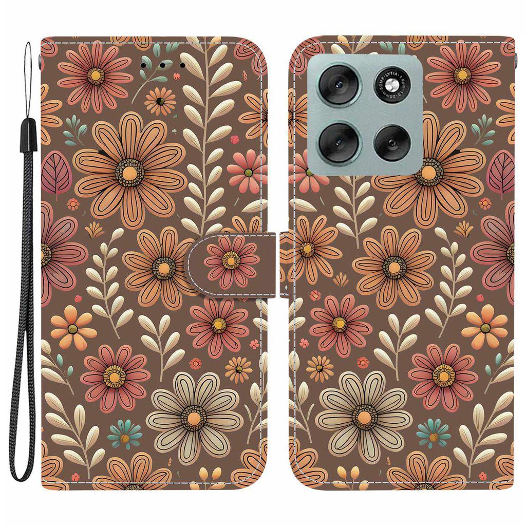 For Motorola Moto G56 5G Wallet Case Pattern Printing Leather Stand Phone Cover with Strap