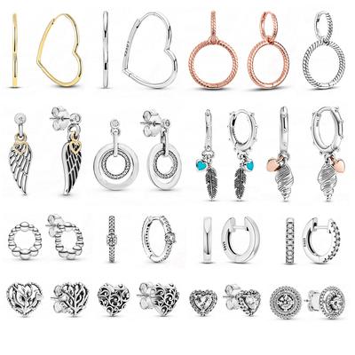 Neu 925 Sterling Silber Ohrstecker Asymmetrische Herz Hoop Ohrringe Für Frauen Schmuck Geschenk Frauen Mode Silber 