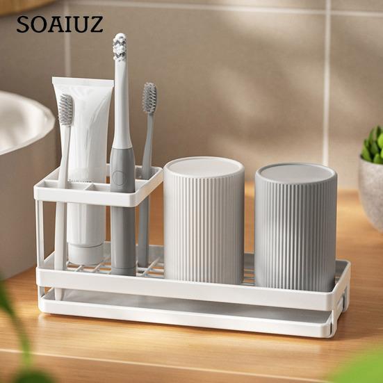 Toothbrush Holder Storage Organizer Smooth Edge Burr-Free Countertop Organizer Rinsing Cup Toothpaste Storage Holder