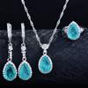 Accessories, Paraiba Set, Drop Ring, Pendant, Necklace, Stud Earrings.