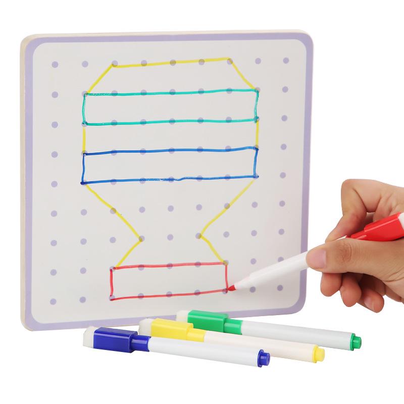 Montessori Geometric Pegboard: Creative Early Education Math Development Wooden Toy for Children.