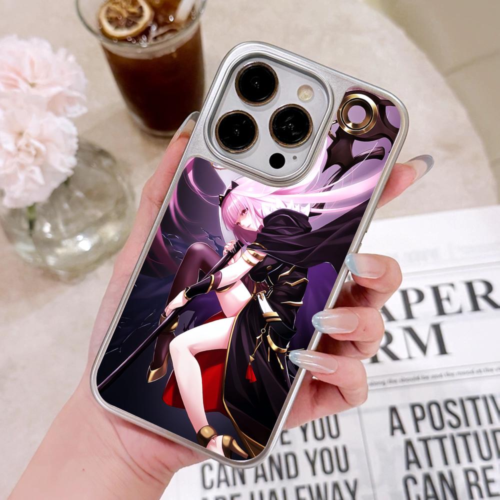 Holo Mori Calliope Silver Plating Mobile Phone Case for iPhone 17 16 15 14 13 12 11 Air Pro Max Plus Colorful Cover