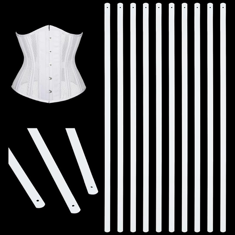 BENECREAT 10pcs White Metal Boning, 9.84 X 0.24 Inch Corset Strips White Webbing Boning for Bridal Dress Bustle Handmade Craft Wedding Dresses DIY