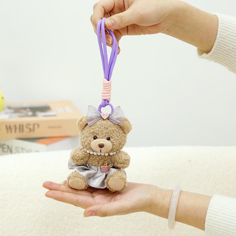 Søt Teddybjørn Dukke Liten Di Plysjleke Nøkkelring Ryggsekk Anheng Dekorasjon Gave