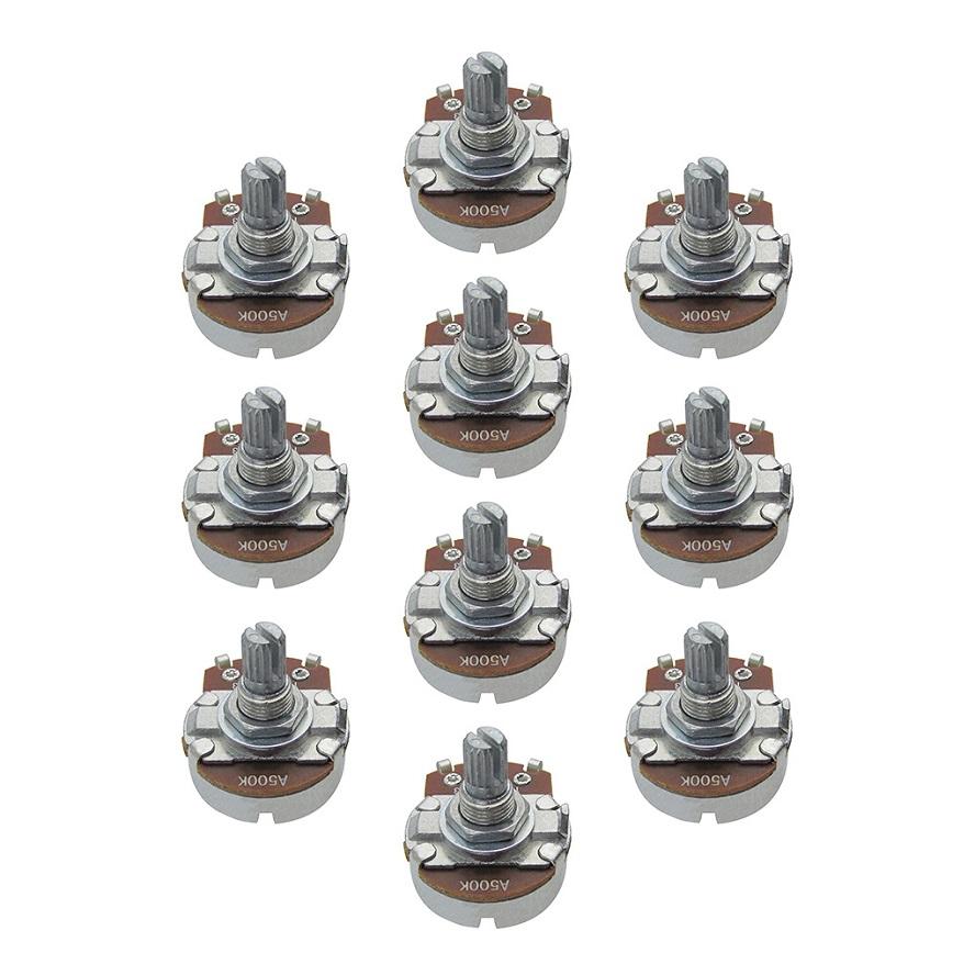 FLEOR 12PCS Full Size 15mm Short Shaft Guitar Potentiometers Pots A250K /B250K /A500K /B500K for ELectric Guitar Bass