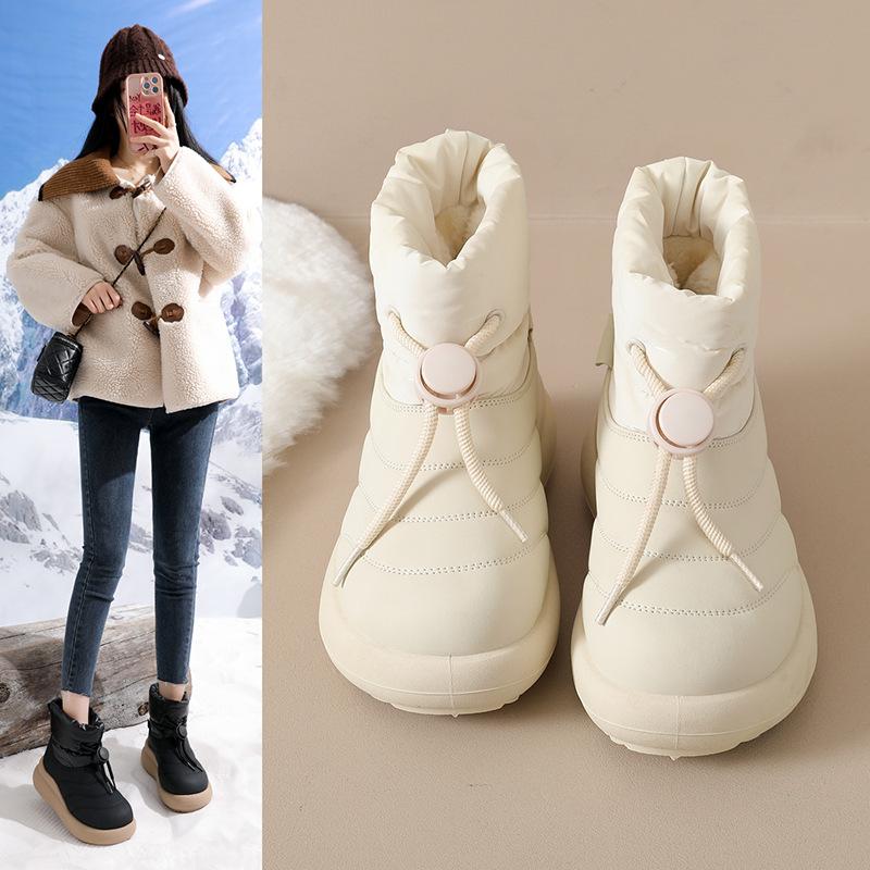 Winter Platform Snow Boots for Women Warm Cozy Faux Fur Lined Ankle Booties Women's Slip On Outdoor Waterproof Furry Comfortable Walking Boot Shoes
