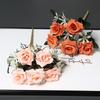 5-Head Artificial Silk Rose Arrangement for Home Decoration