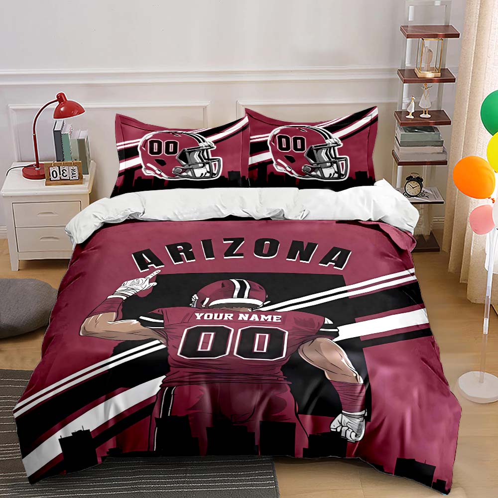 Football Fans Surprise Gift with Customized Name and Number American City Football Theme Bedding Personalized Bed 3-piece Set