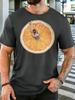 Unisex Blue Tee Art Orange Slice Dancer Figure Graphic Print Short Sleeve Loose Casual Top For Adult Male Daily Street Wear Outfit