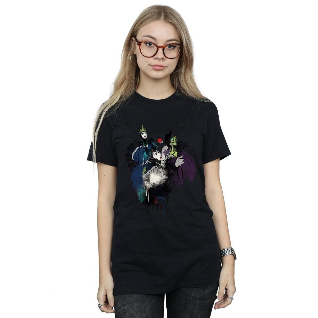 Disney Womens/Ladies Villains Sketch Cotton Boyfriend T-Shirt