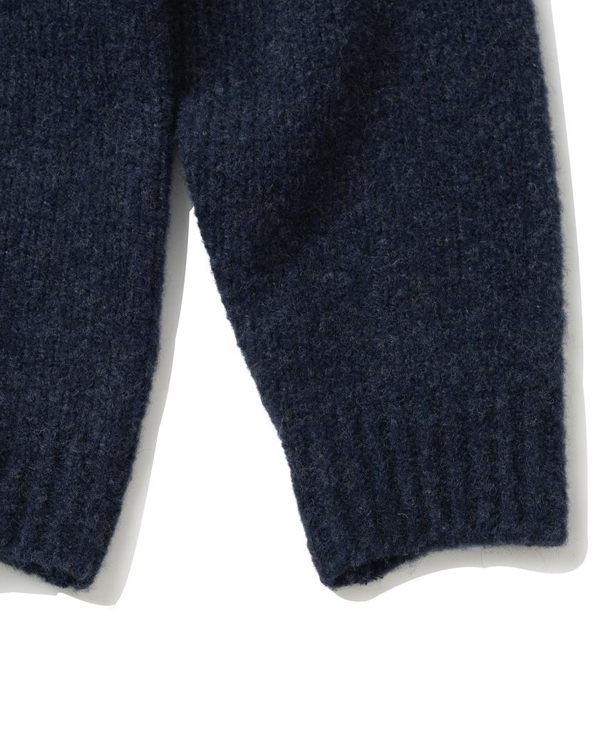 KNITTED (Unisex) Boucle Raglan Crop Round Knit Navy
