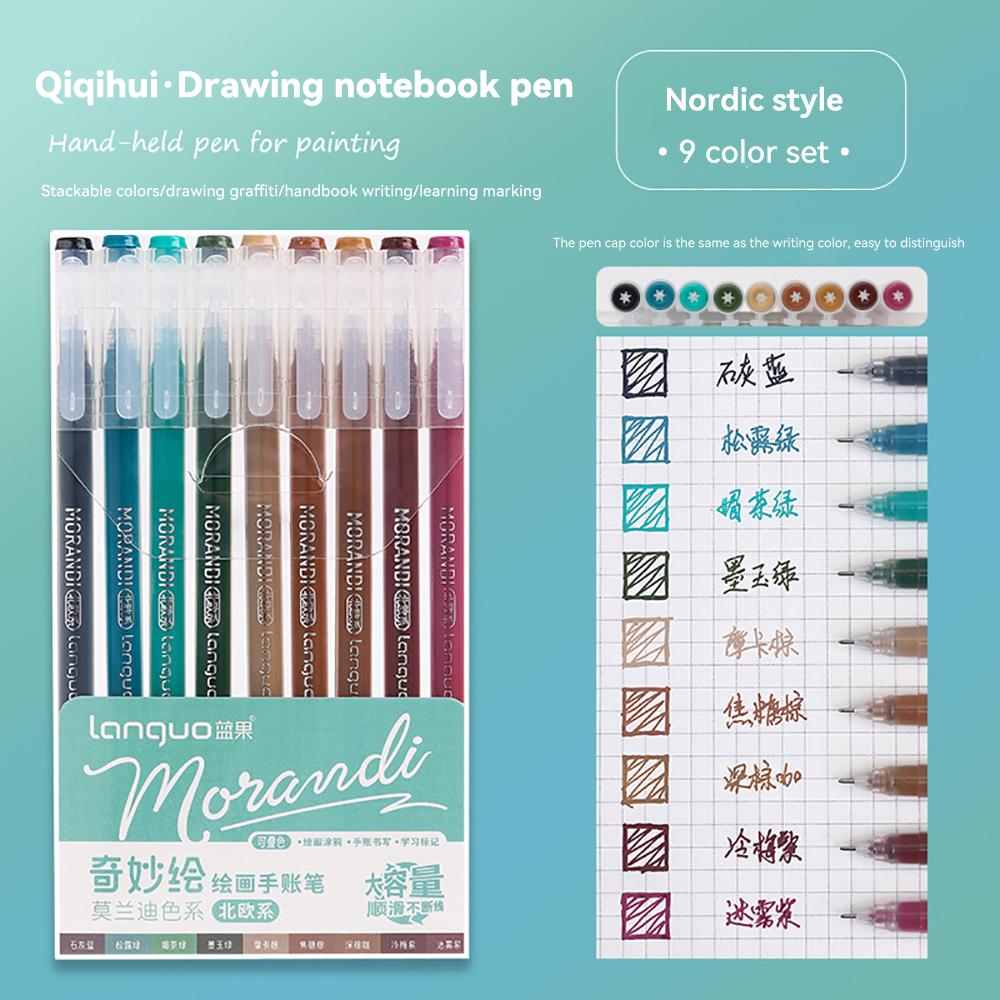 Languo 207/45/9 Colors Morandi Gel Pen 0.6mm Diary Scrapbook Painting DIY Gel Pen Set Drawing Art Markers School Supplies