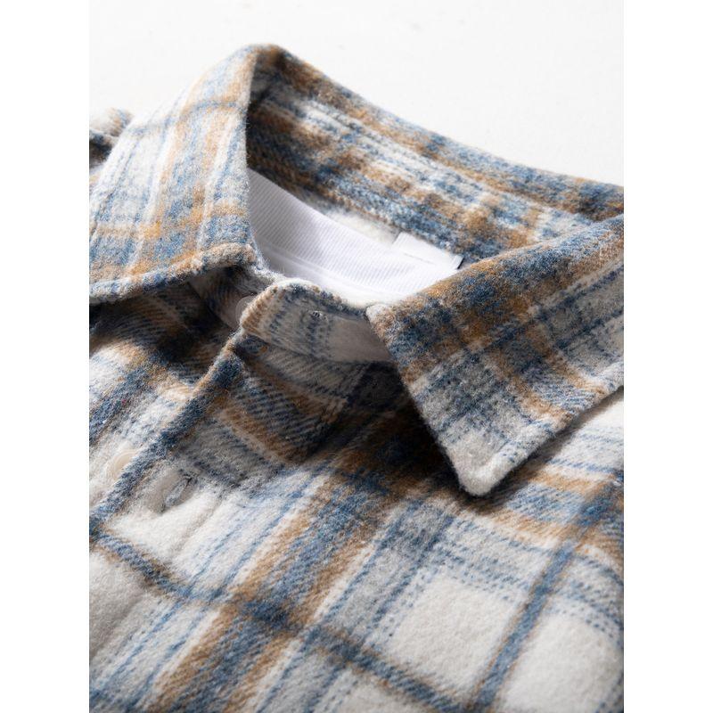 Men's Heavy-Duty Thickened Autumn Woolen Plaid Shirt, Simple Japanese Retro Loose Casual Jacket