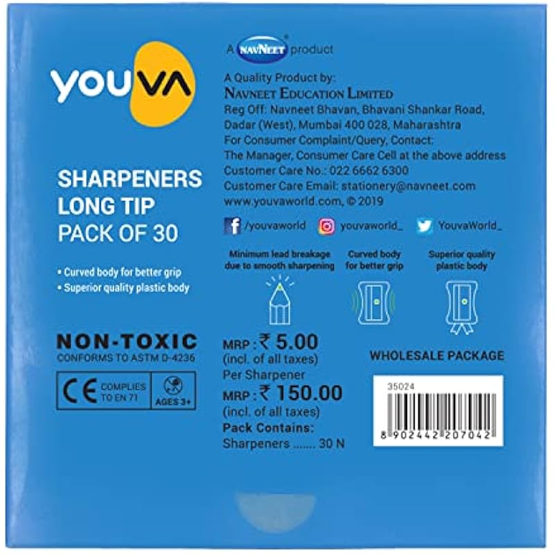Navneet Youva | Long Tip | Sharpeners | Pack Of 30