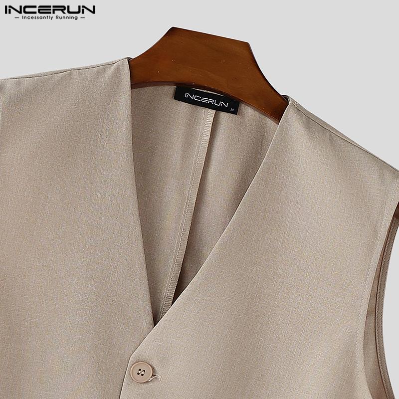 INCERUN Men Sleeveless V Neck Buttons Up Waistcoat and Long Pants Outfits Sets