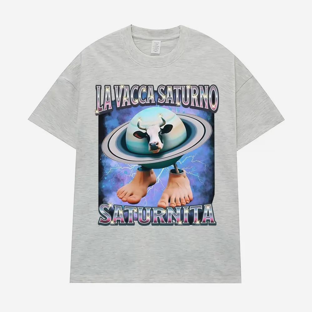 La Vacca Saturno Saturnita Vtipné Kráva Meme Trička pro Muže Ženy Harajuku Hip Hop Humor Tričko Letní Topy Měkké Tričko