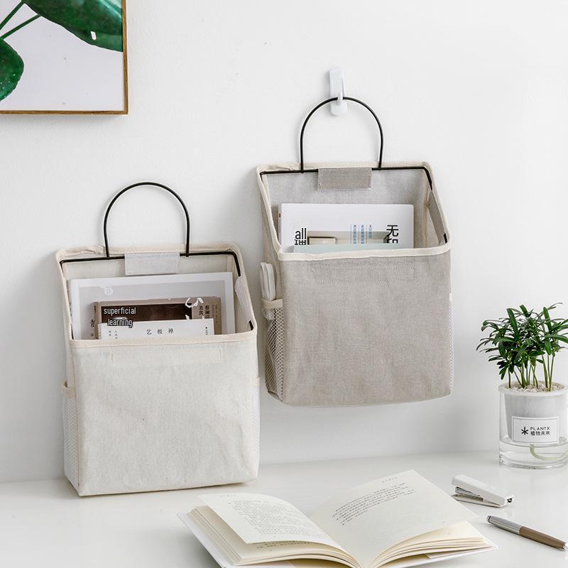 Wall-Mounted Cotton Linen Dormitory Storage Bag