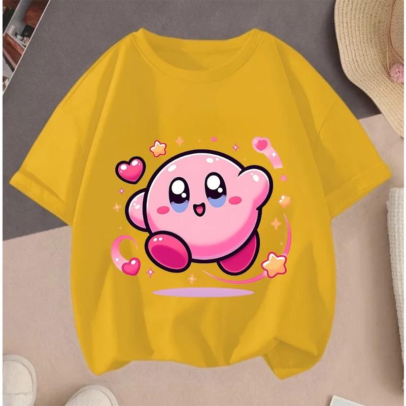 

Kids Streetwear Kirby T Shirt Summer Cute Print Casual Fashion Boys Girls Round Neck 150