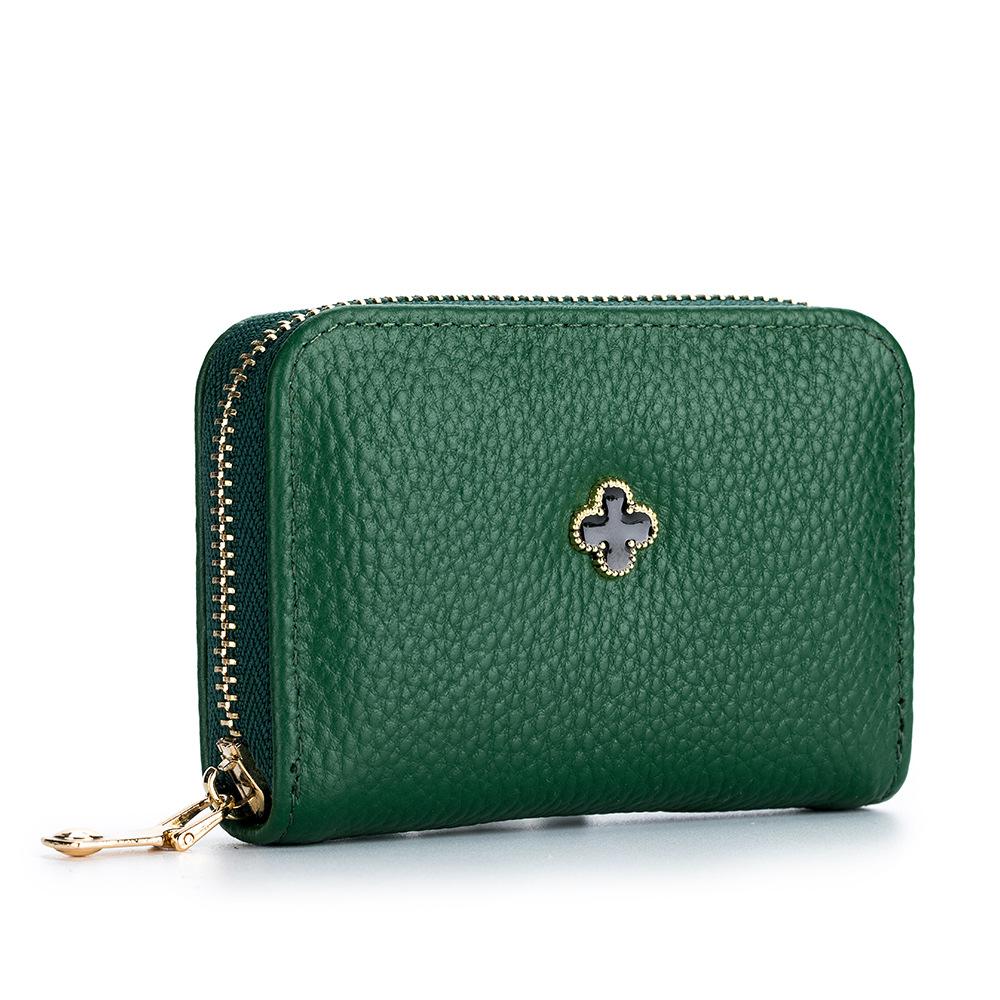 

The first layer of cowhide card bag, female organ bag, card cover is small and cute, and the new Korean high-end change bag is wholesale. зелёный