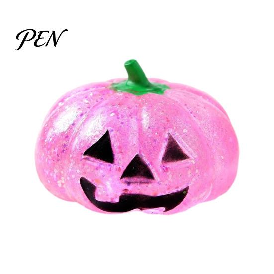 Tension Relieving Squeeze Toy Halloween Glitter Pumpkin Stress Ball, Head for Focus Improvement Sensory Tools Relief, Creepy Fidget Party Favors TPR