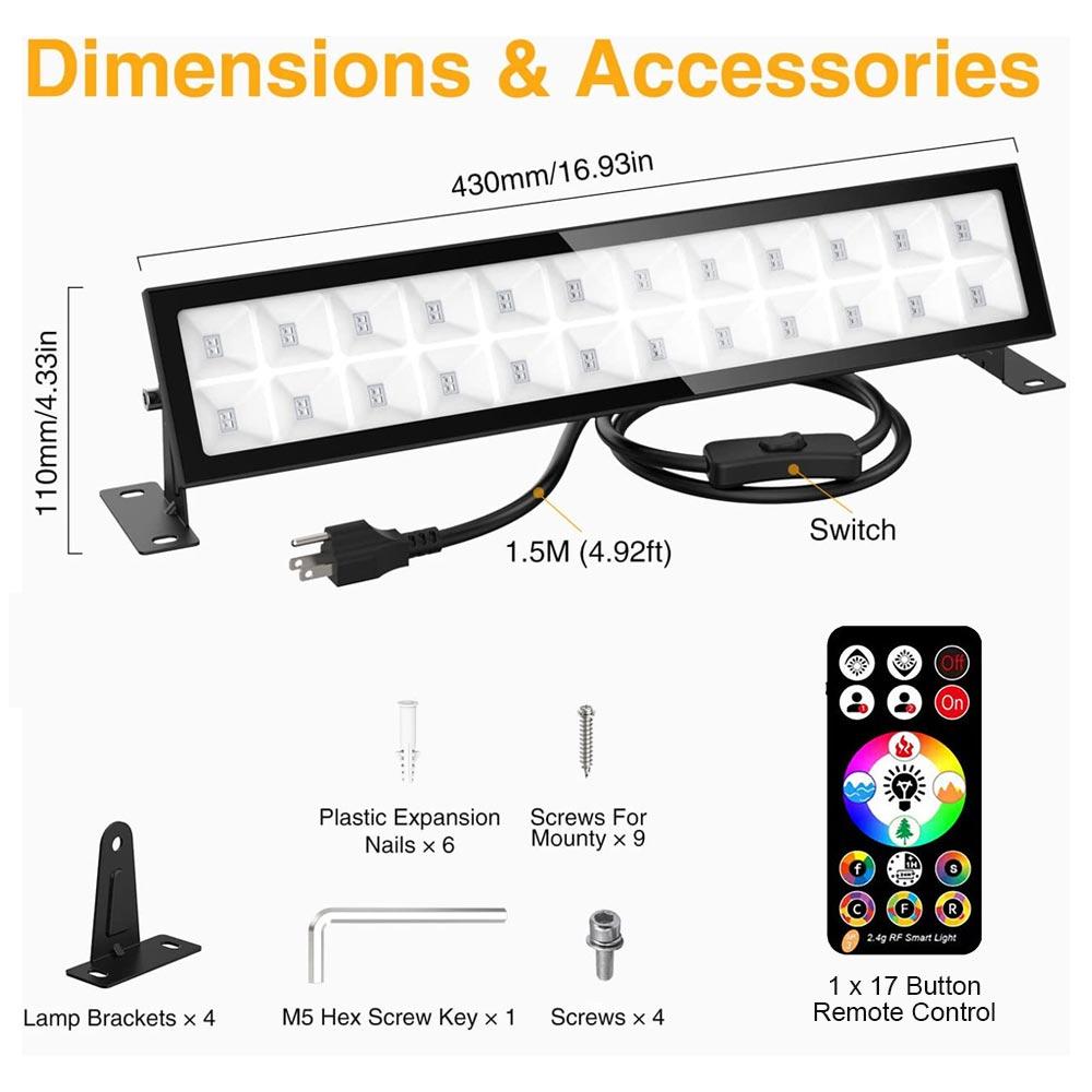 

RGB+УФ светодиодный сценический ультрафиолетовый 48 Вт 72 светодиода эффектный свет заливающий ультрафиолетовая лампа флуоресцентный свет для вечеринки сценический свет неоновая барная лампа EU Plug