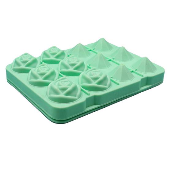 

Прочный антипригарный DIY 12 полостей для напитков, охлаждающий генератор кубиков льда для вечеринки, лоток для кубиков льда зелёный