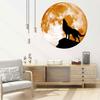 Kreativní měsíční samolepka na zeď svítící ve tmě Halloweenská dekorace Fluorescenční zářící vlk Samolepicí nástěnná nálepka