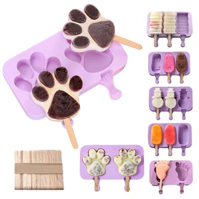 Kids Cartoon Shape Popsicle Molds Food-Grade Silicone Reusable Sticks Non-Stick Design Easy Release Ice Cream Mold