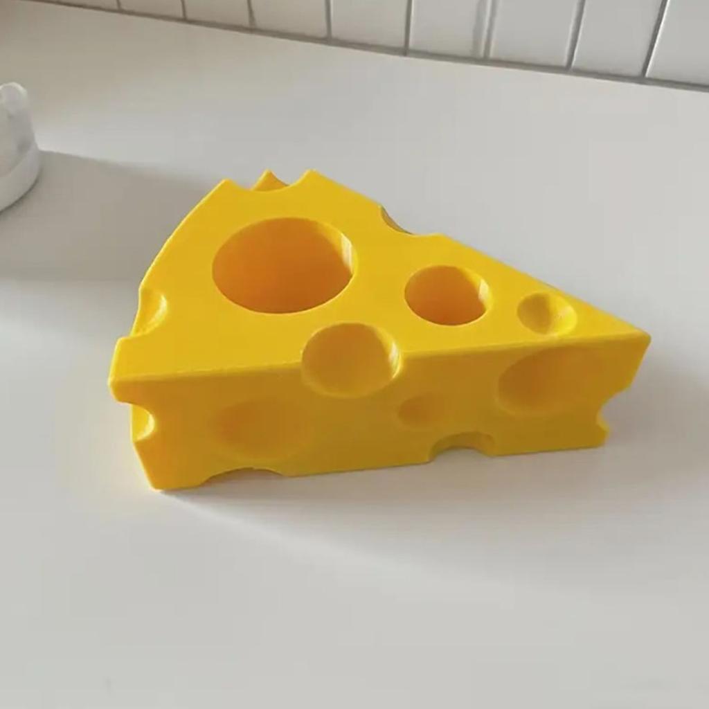 Cheese Shaped 3D Printed Toothbrush and Toothpaste Storage Rack For Children Space-Saving Bathroom Organizer