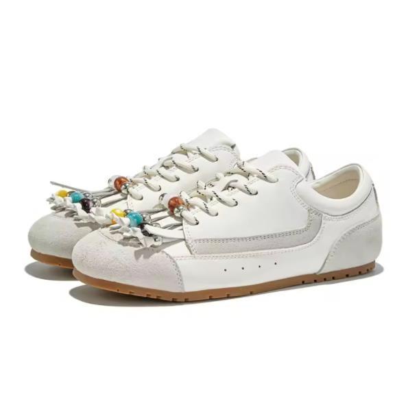 

Модные повседневные замшевые кроссовки женские натуральная кожа весна осень пэчворк круглый носок женские легкие балетки спортивная обувь ручной работы 40 белый