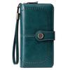 FORRICA Women's RFID-Skimming-Proof Long Wallet with Zipper, Coin Purse, and Retro Design, Stylish Round Zipper, Bill Compartment, PU Leather, Blue