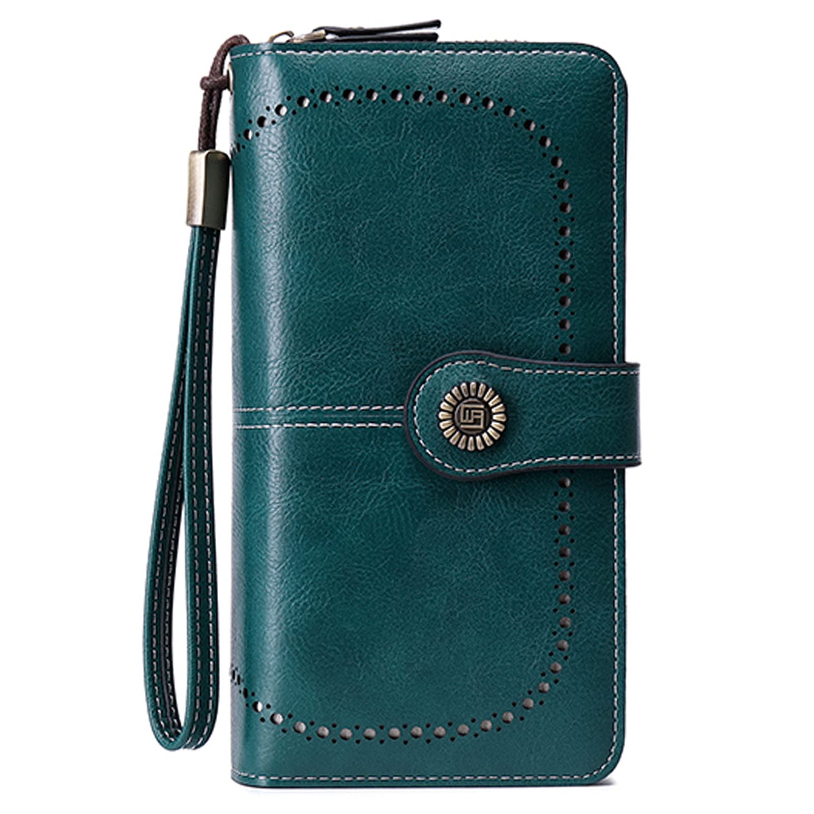 

FORRICA Women s RFID-Skimming-Proof Long Wallet with Zipper, Coin Purse, and Retro Design, Stylish Round Zipper, Bill Compartment, PU Leather, Blue