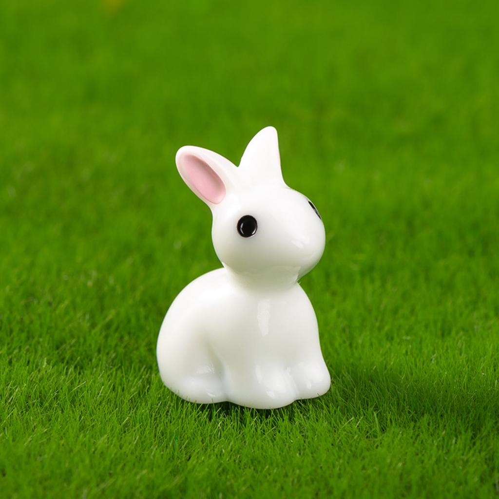 Glow In The Dark Resin Rabbit Figurine Miniature Landscape Decoration Cartoon Animal Desktop Craft Ornament Night Light Display
