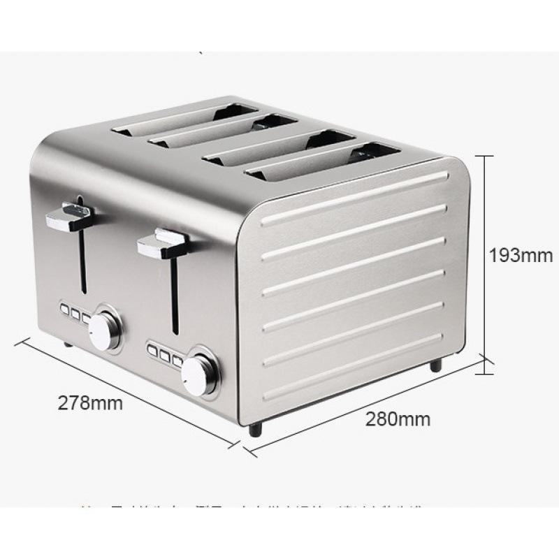 High-Power Stainless Steel Toaster with Extra-Wide Slots and Automatic Pop-Up