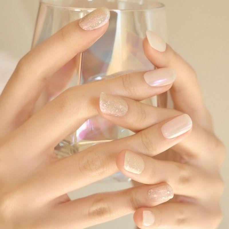 EDGEU Shop Gel Mirror White Silver Adhesive Gel Nails 28pcs Mirror White Silver