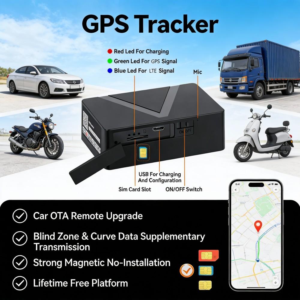 Strong Magnetic 4G GPS Tracker - Global Positioning for Japan, Korea, USA (Unlimited Range & No Installation)